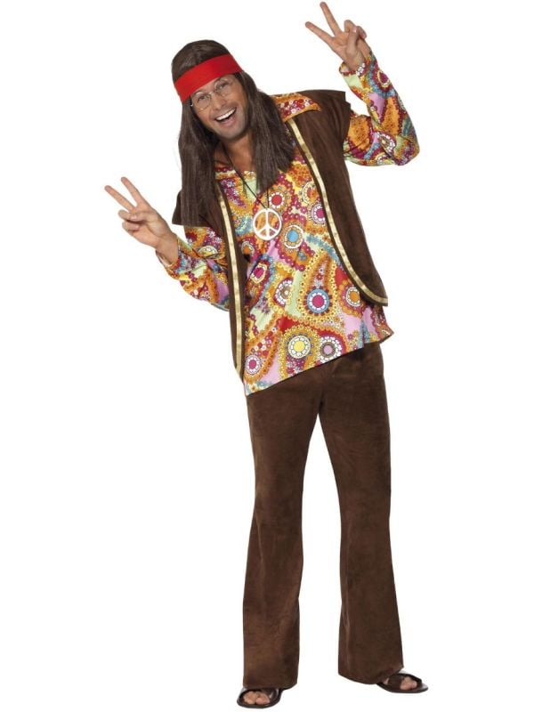 Jaren 60 bruine hippie outfit main product photo