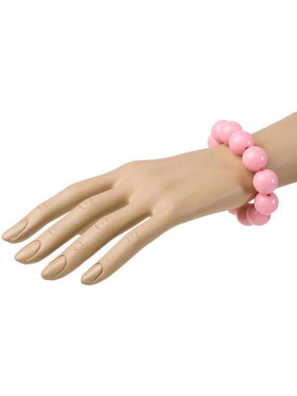 Jaren 70 parel armband roze
