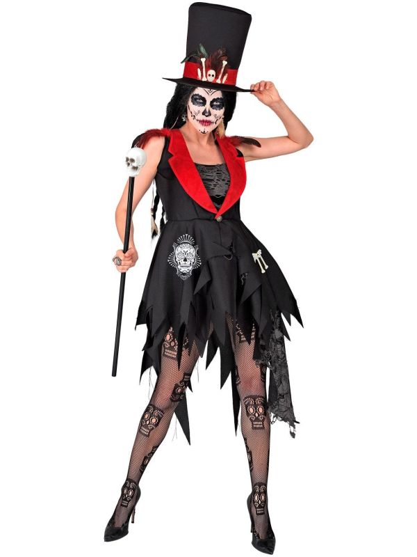 Jas met Hoed Dia de los Muertos Zwart Vrouwen