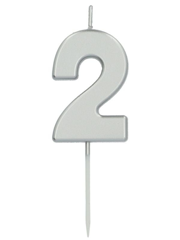 Kaars Cijfer 2 Zilver