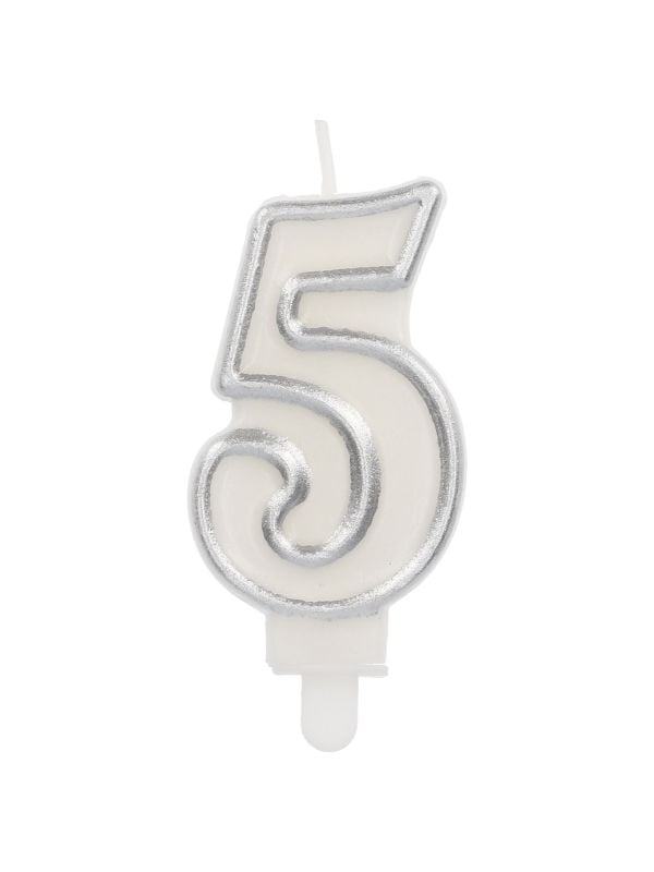 Kaars Cijfer 5 Chique zilver