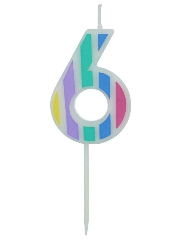 Kaars Pastel Cijfer 6 Meerkleurig