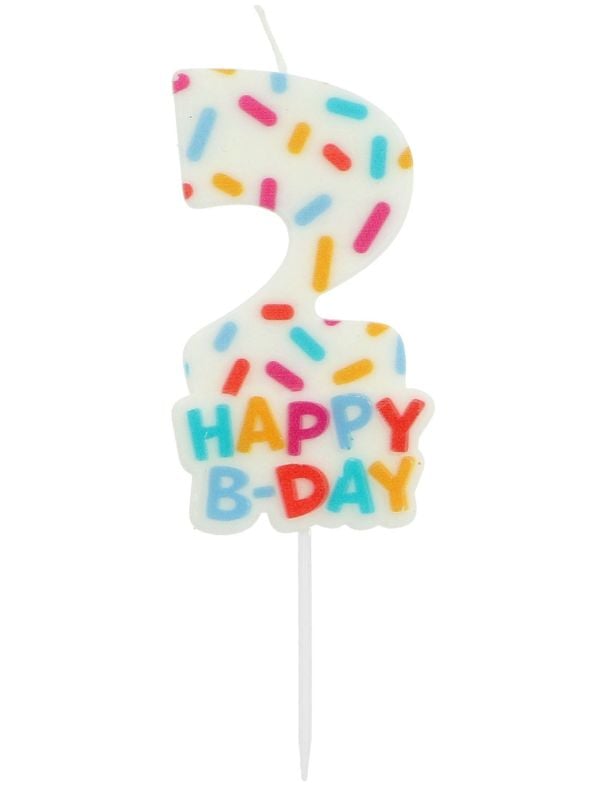 Kaars sprinkles Cijfer 2 meerkleurig
