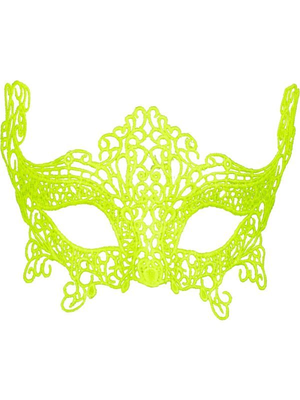 Kanten oogmasker neon geel
