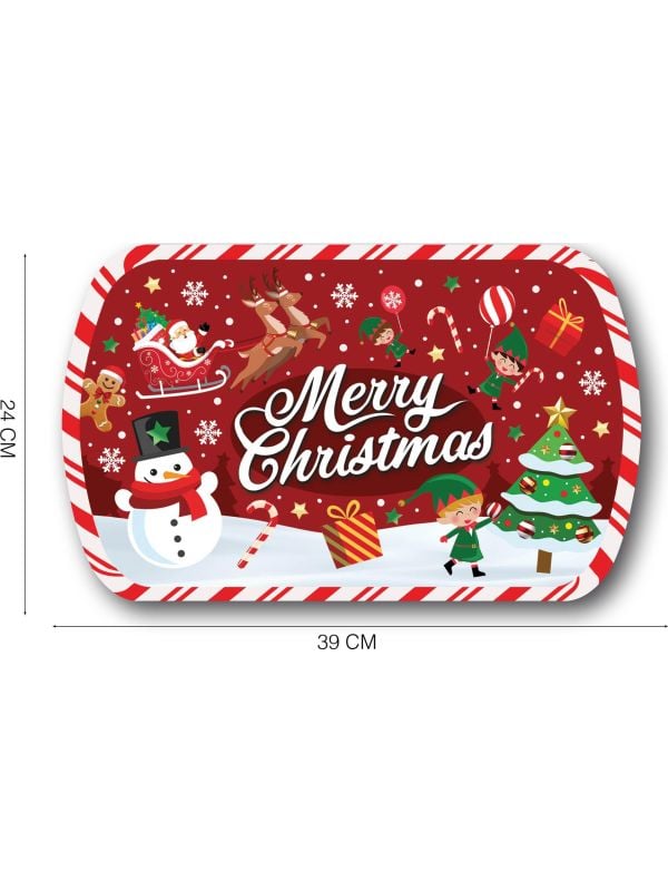 Kerst dienblad kerstfiguren rood