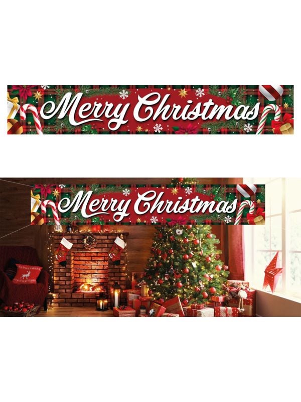 Kerst feestbord merry christmas schotse ruit