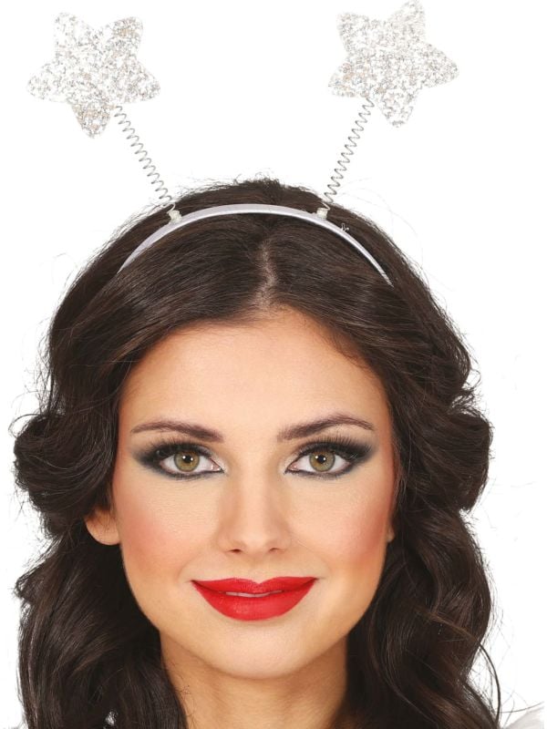 Kerst hoofdband glitter sterren zilver
