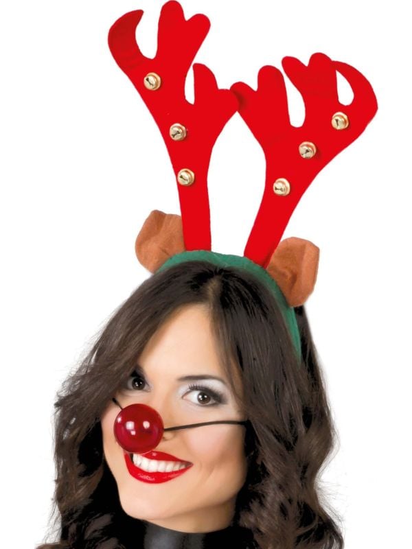 Kerst hoofdband met rendier en bellen