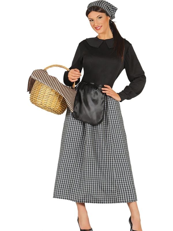 Kerst kastanjeverkoopster dickens outfit dames