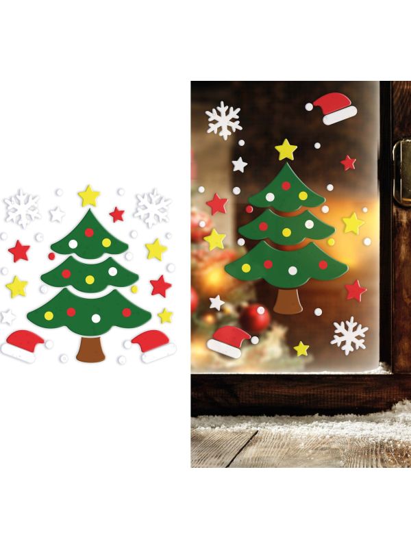 Kerstboom raam stickers gel kerst