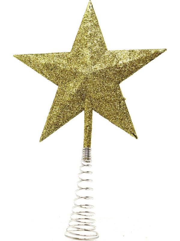 Kerstboom topper spiraal ster goud 23cm