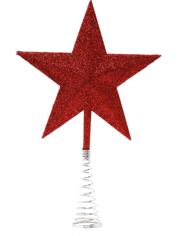 Kerstboom topper spiraal ster rood 23cm