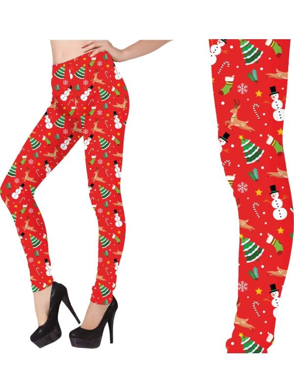 Kerstlegging met print dames rood fout