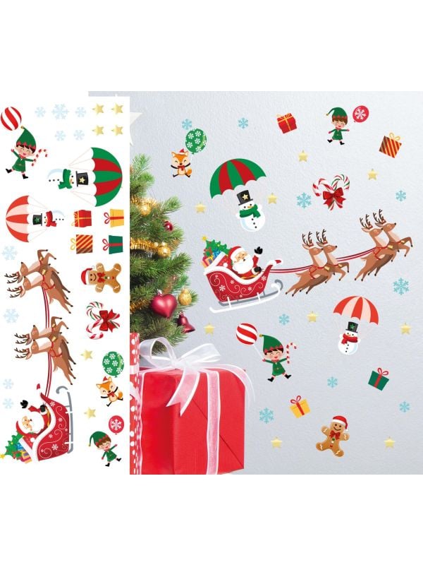 Kerstman arrenslee muurstickers