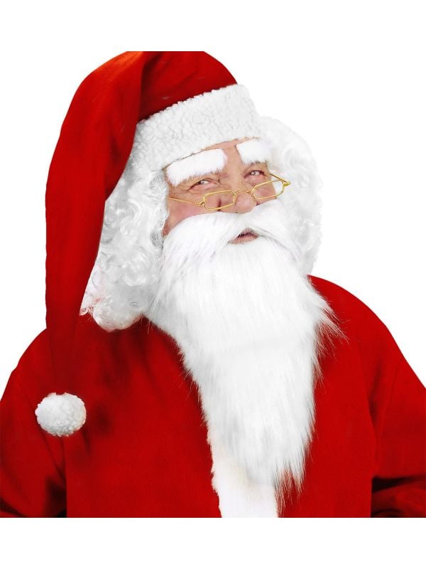 Kerstman baard met snor en wenkbrauwen wit