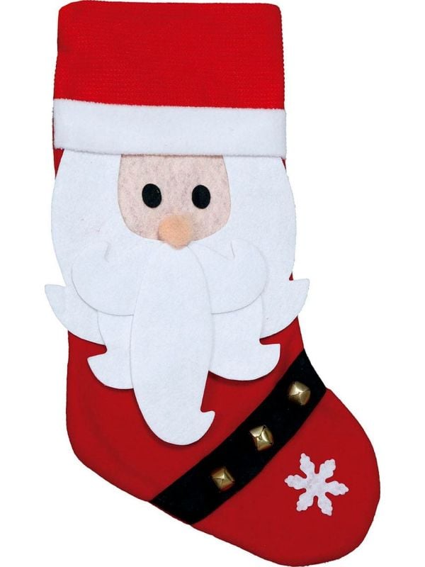 Kerstman kerstsok met jingle bells 48cm