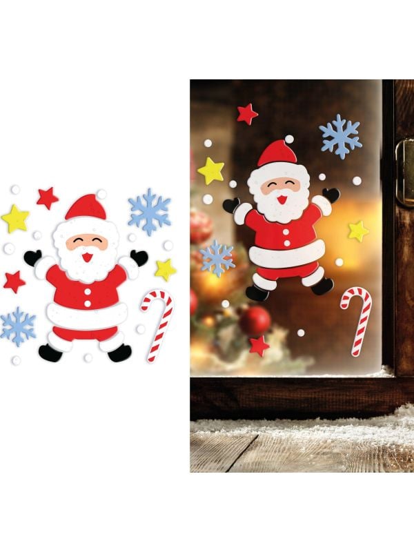 Kerstman raam stickers gel kerst