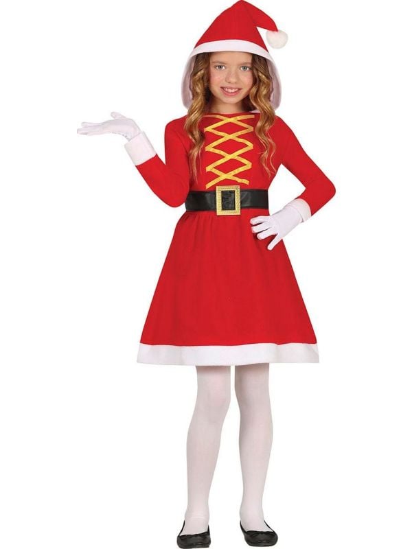 Kerstmeisje jurk met capuchon kind