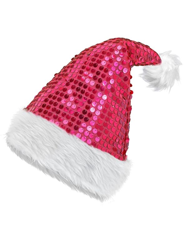 Kerstmuts Roze met Glanzende Pailletten