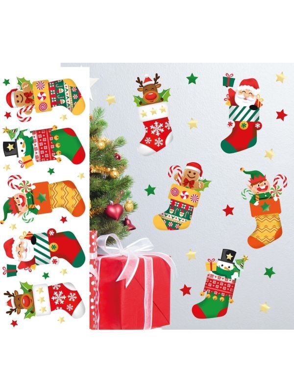 Kerstsokken sneeuwpop muurstickers