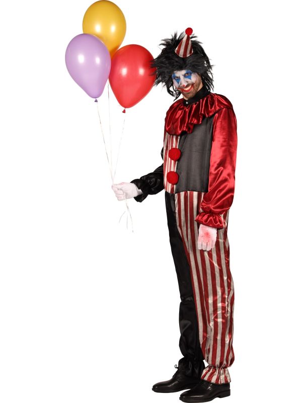 Killer Clown Jumpsuit Heren Rood Zwart Halloween