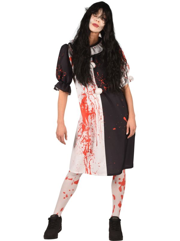 Killer Clown Kostuum Dames Zwart Wit Halloween