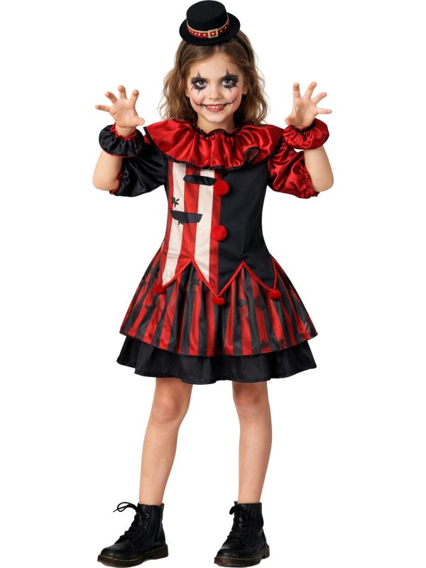 Killer Clown Kostuum Meisjes Rood Zwart Halloween