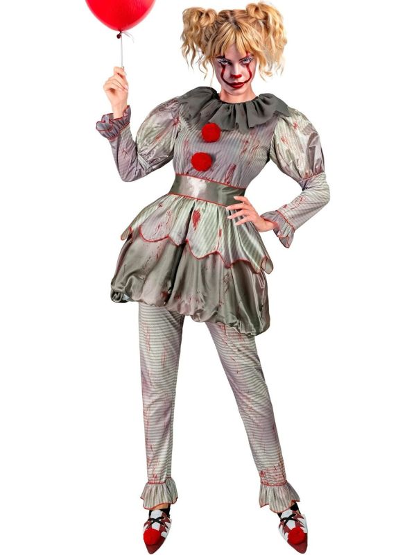 Killer Clown Pak Halloween Grijs Vrouwen