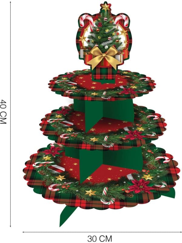 Klassieke kerstboom etagère 3 lagen karton