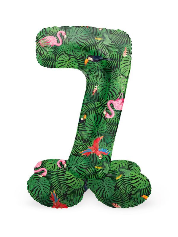 Kleine jungle vibe cijfer 7 staande folieballon main product photo