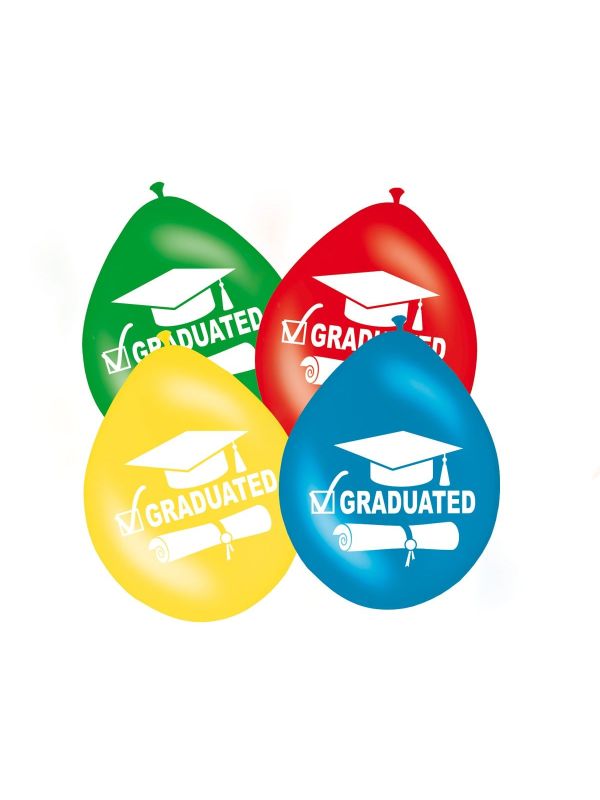 Kleurrijke graduated geslaagd ballonnen 8 stuks main product photo