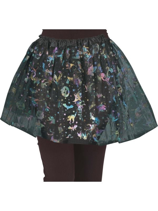 Kleurrijke tutu met halloweenfiguren kind 30 cm