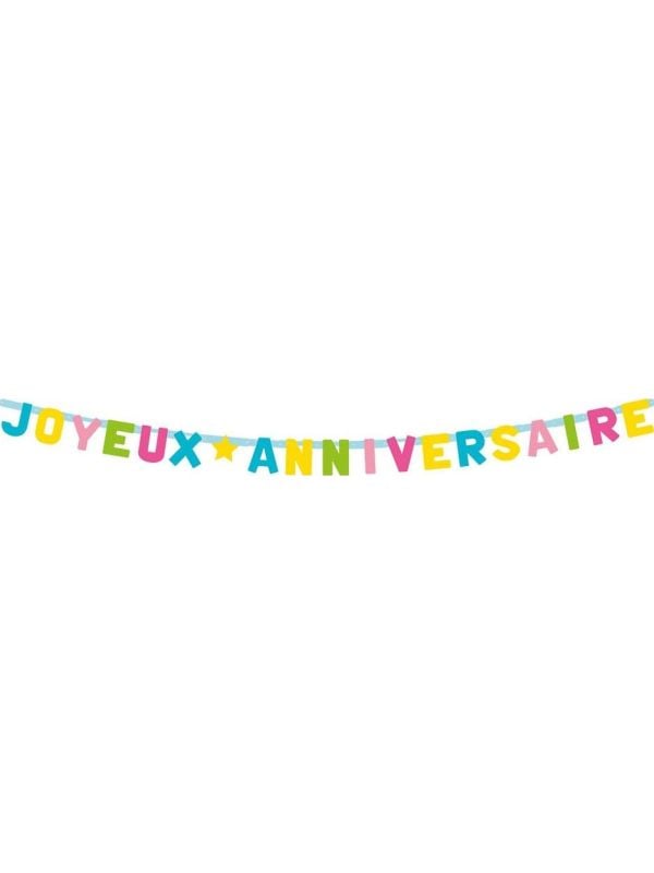 Kleurrijke verjaardagsletterslinger 'Joyeux Anniversaire'