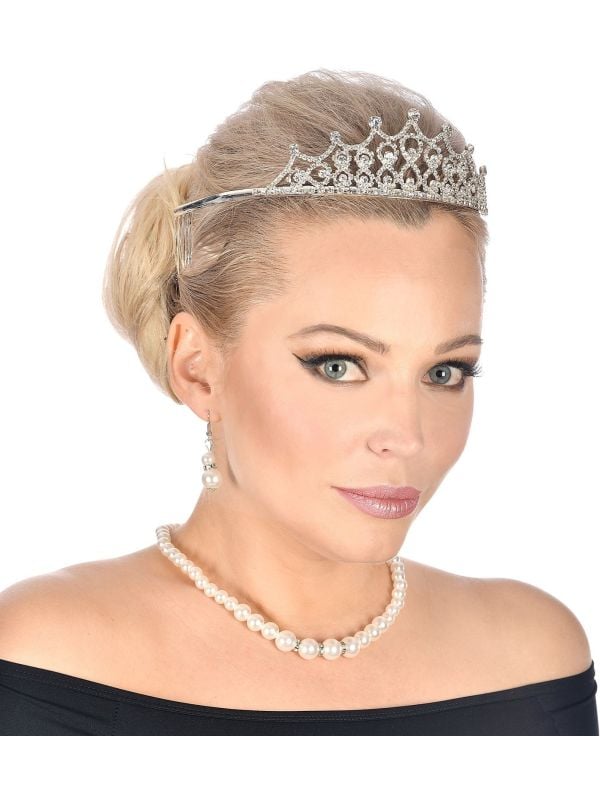 Koninklijke tiara zilver strass