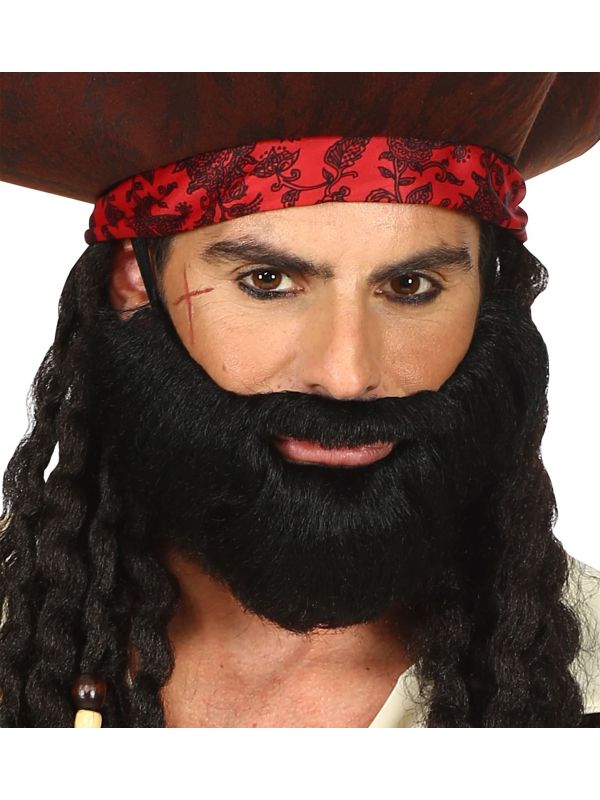 Korte baard met snor zwart