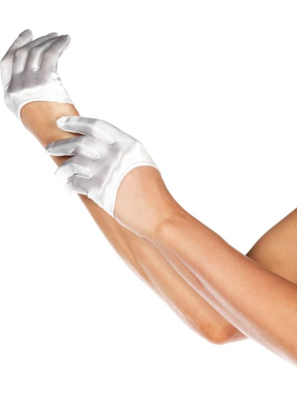 Korte satijnen handschoenen wit main product photo