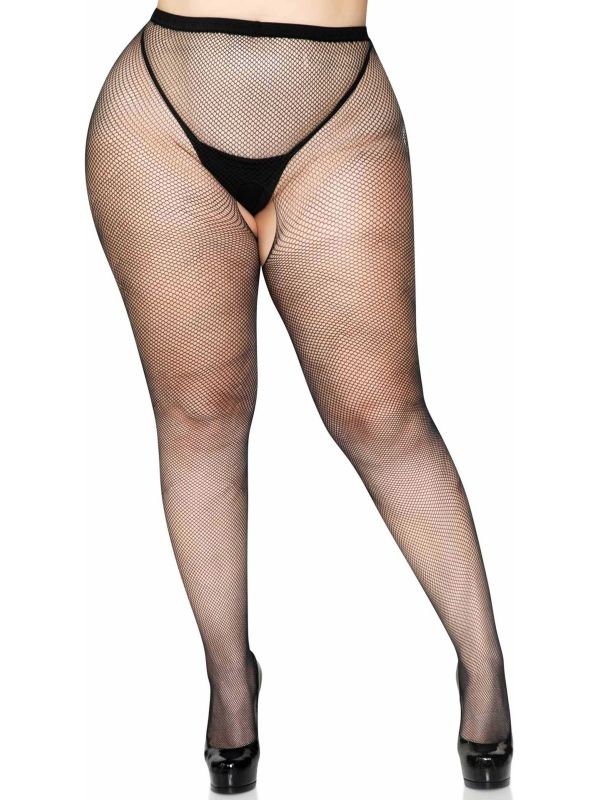 Kruisloze visnet panty zwart plus size main product photo