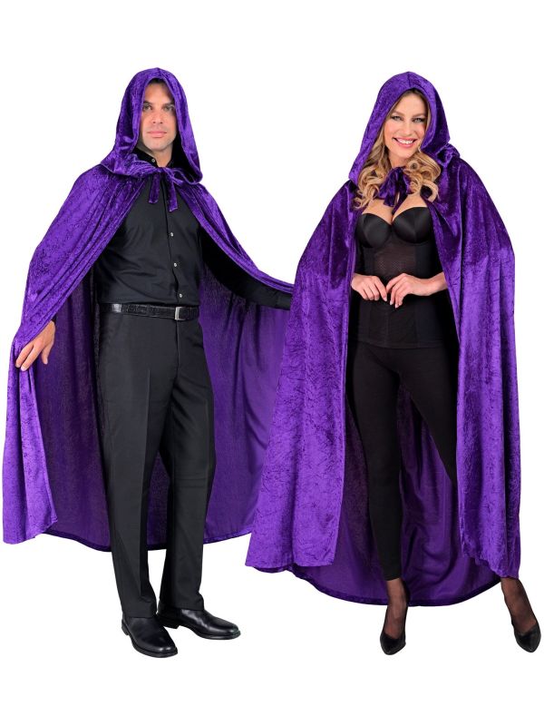 Lange Paarse Middeleeuwse Mantel met Capuchon
