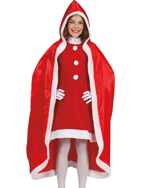 Lange rode kerstvrouw cape kind main product photo