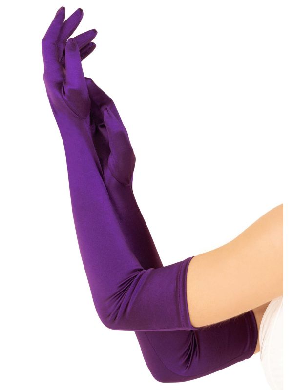 Lange satijnen handschoenen paars main product photo