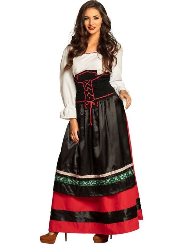 Lange tiroler jurk met corset dames