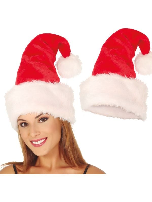 Lange warme kerstman hoed extra pluche
