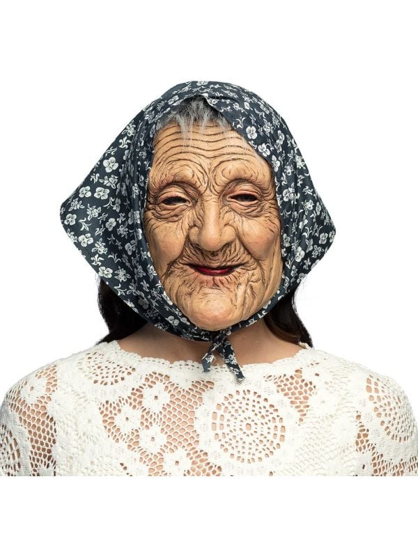 Latex Gezichtsmasker Met Kap Oude Vrouw Sarah