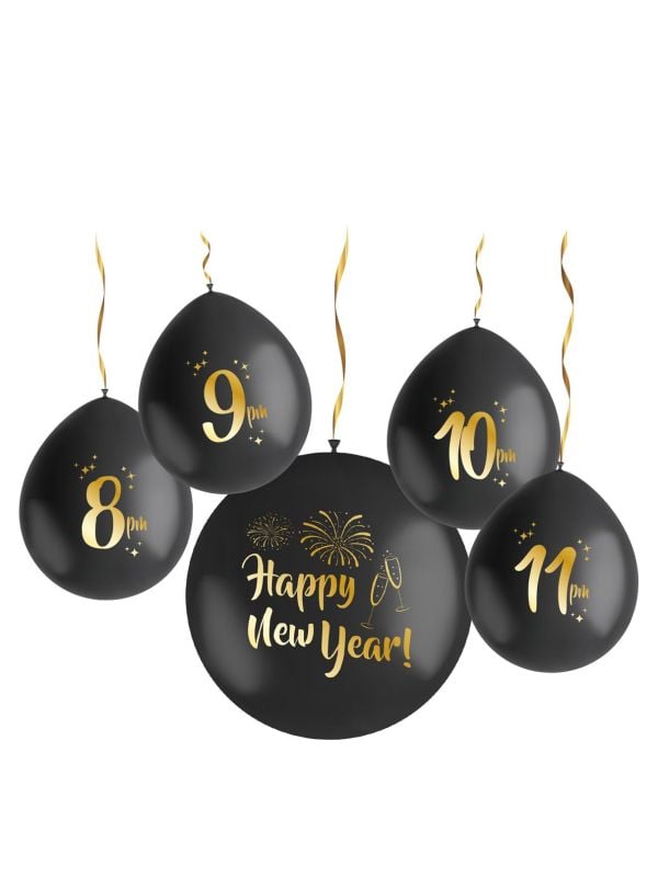 Latexballonnen Countdown Zwartgoud
