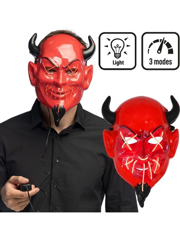 Led Gezichtsmasker Rode Duivel Halloween