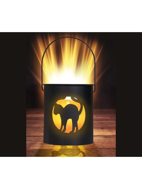 LED lantaarn kat 10 x 9 cm halloween
