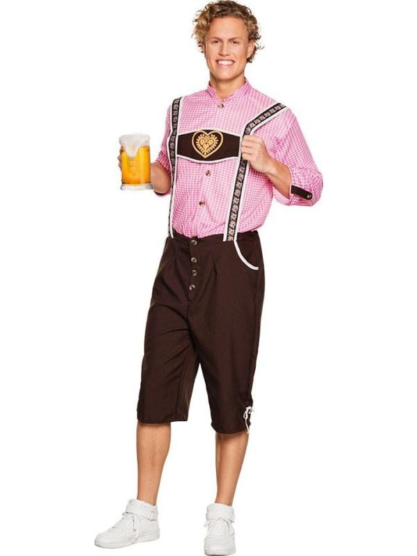 Lederhosen met roze blouse heren