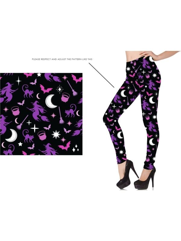 Legging dames halloween paarse heks