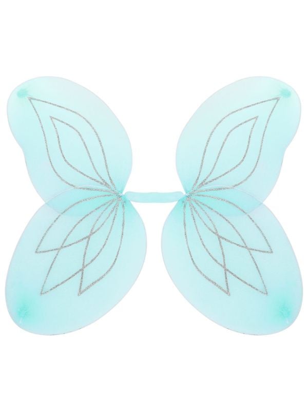 Lichtblauwe glitterende vlinder vleugels kind
