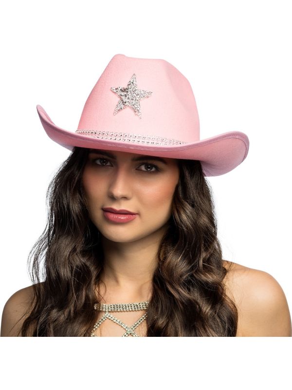 Lichtroze Cowboyhoed met Glitter Ster